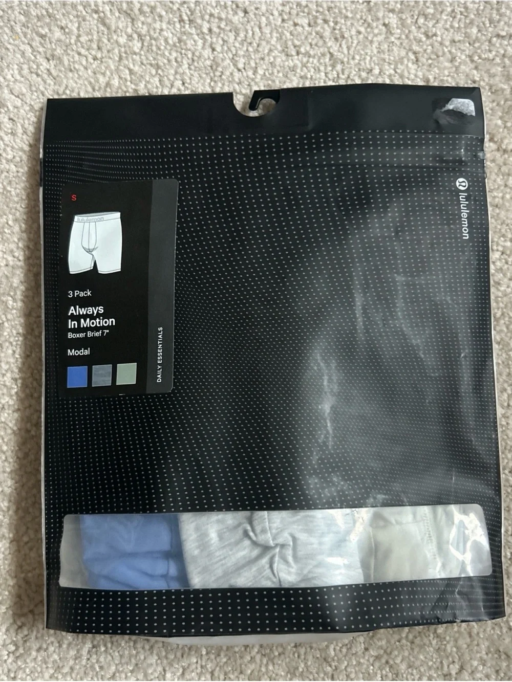 NWT Size S LULULEMON Men's ALWAYS IN MOTION BOXER BRIEF LONG 7“ 3 Pack